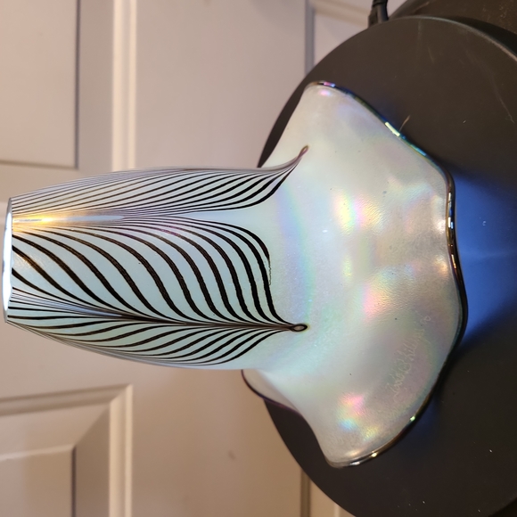 Other - Quoizel Pulled Feather Art Glass Shade Signed Todd Phillips Salamander Art Glass